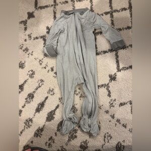 Nike Gray and White Striped Baby Footed One-Piece